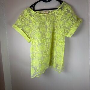 Meadow Rue Bright Yellow Floral Lace Blouse